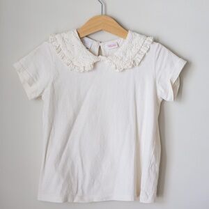 ZARA Girls Cream Embroidered Lace Collar Top | Size 3–4Y (104cm)